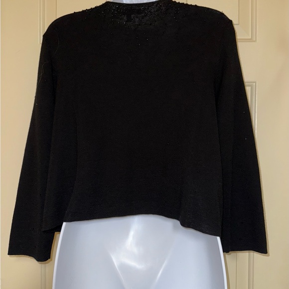 Eileen Fisher Hand Beaded Black Cardigan Sweater - Picture 5 of 7